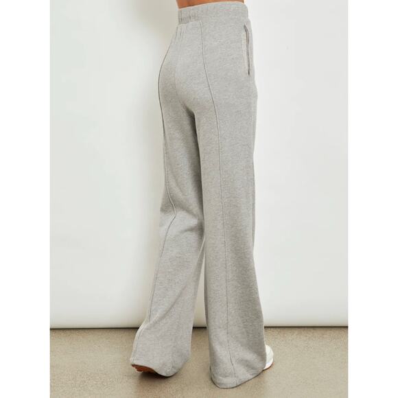 (L) NWT $168 Carbon38 Wide Leg Pintuck Sweatpant in French Terry Heather Grey - Picture 4 of 8